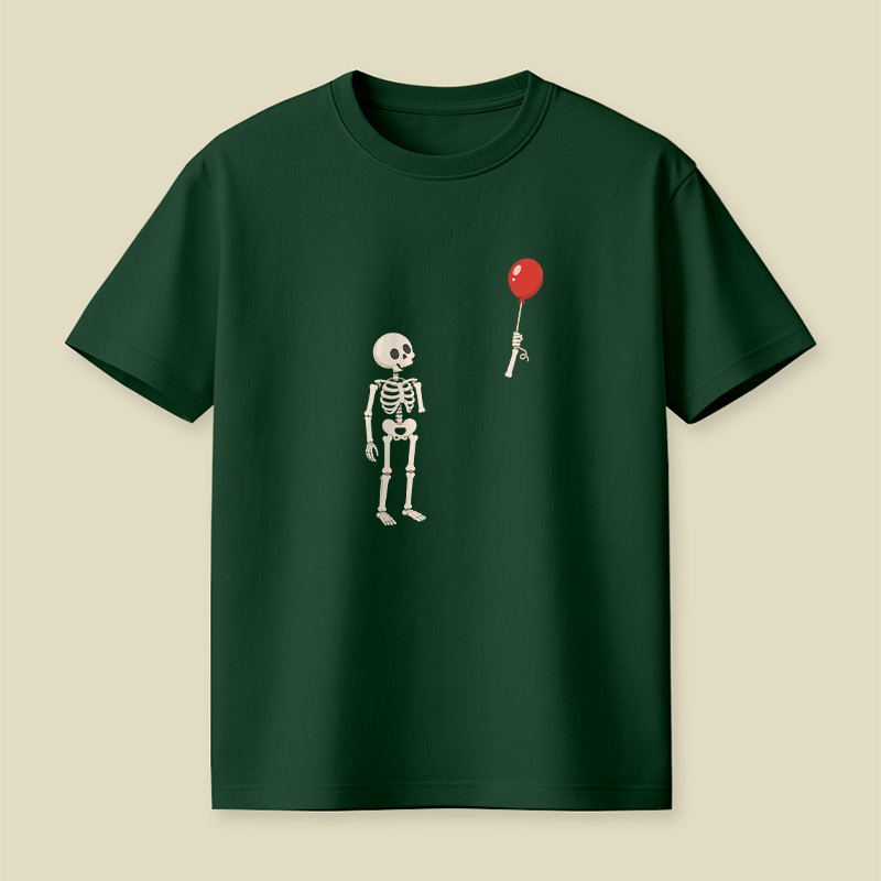 Skeleton With A Floating Balloon Playful T-Shirt