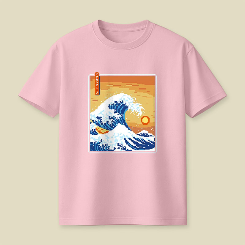 The Great Pixel Wave Playful T-Shirt