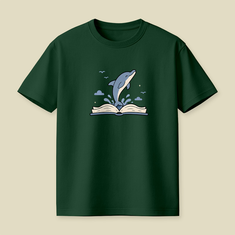 Dolphin Jumping Out Of Book Playful T-Shirt