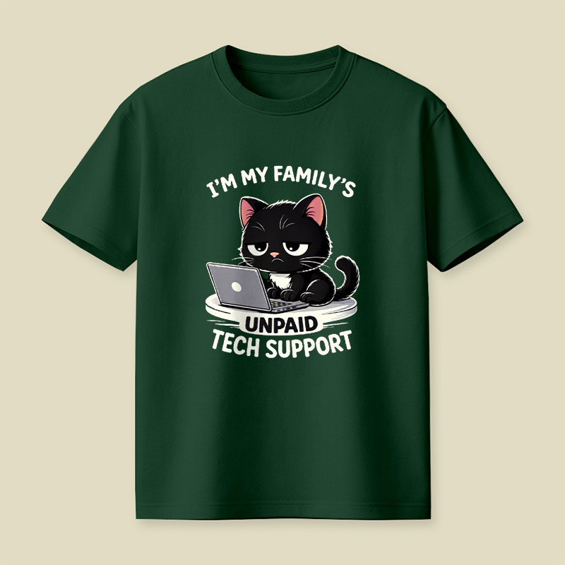 Im My Familys Unpaid Tech Support Cat Computer Engineer Playful T-Shirt