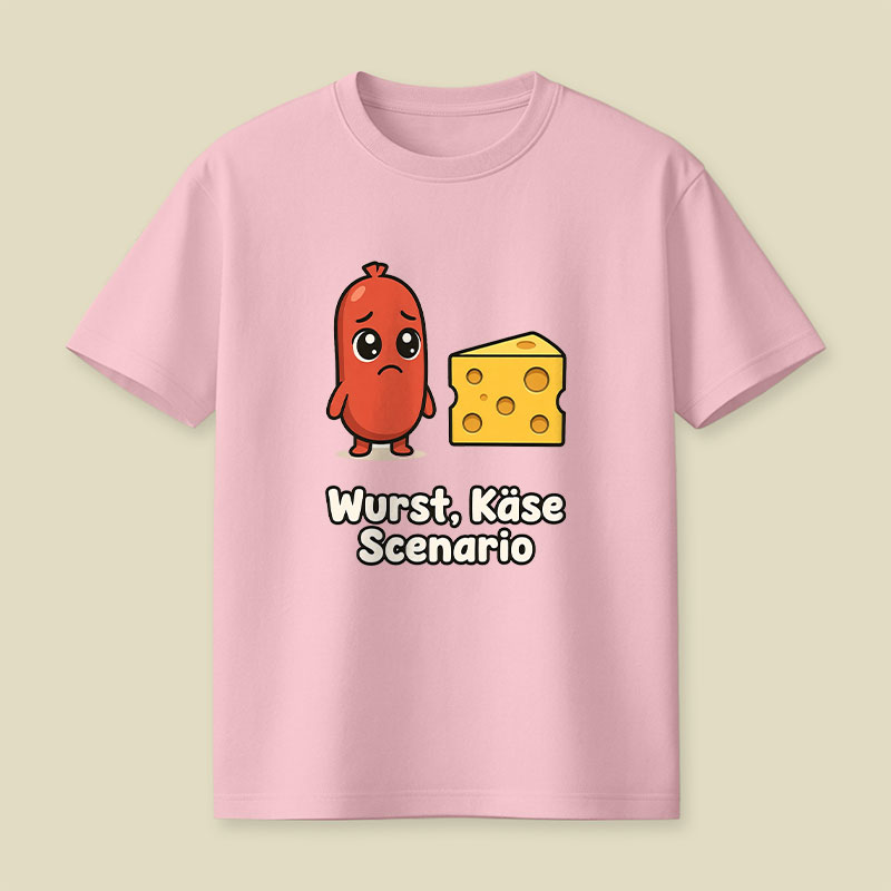 Wurst Kase Scenario Funny German Food Pun Playful T-Shirt