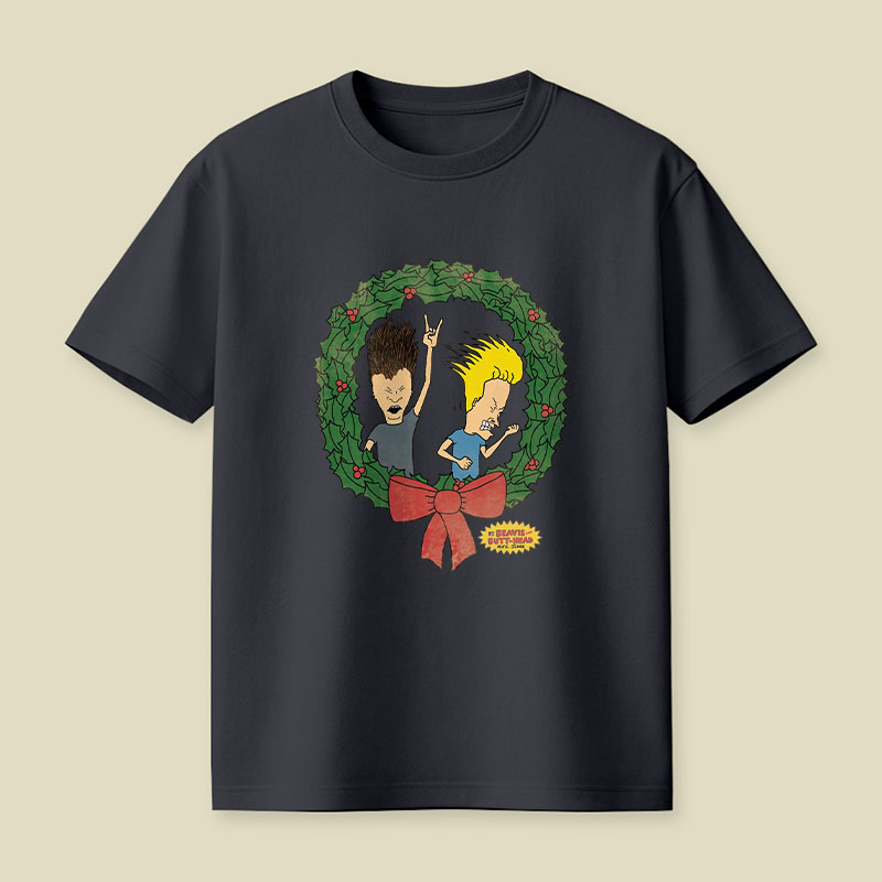BAB Rock Out Vintage Christmas Wreath Logo Playful T-Shirt