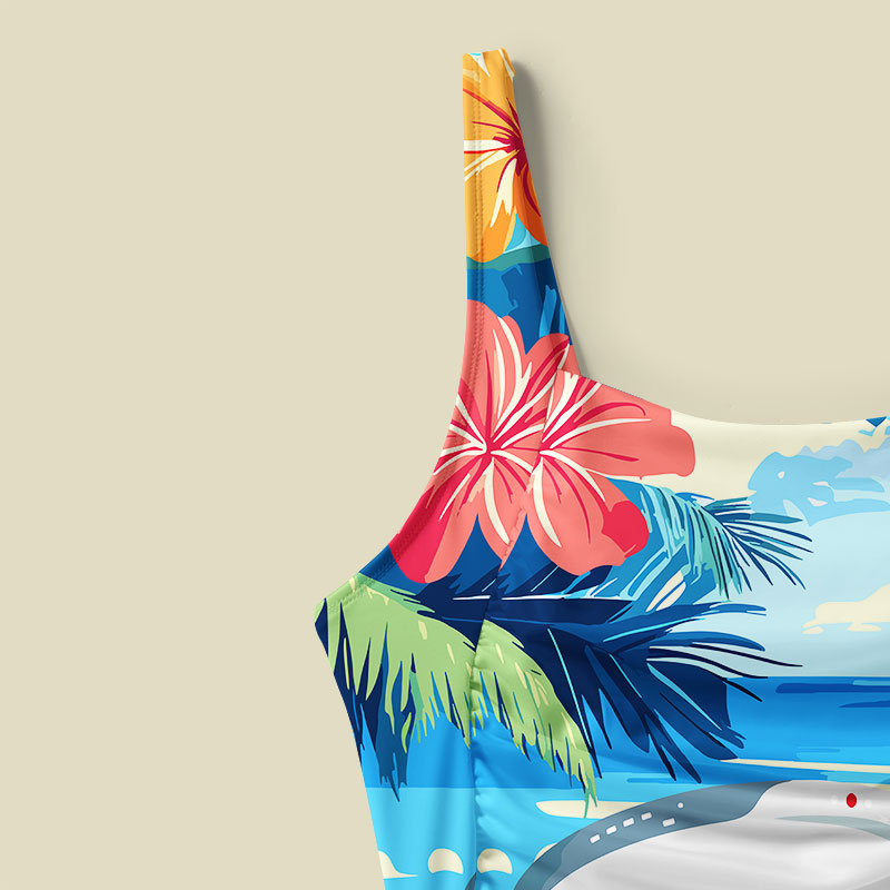 Scifi Spacecraft Hawaii Tummy Control One Piece Swimsuit