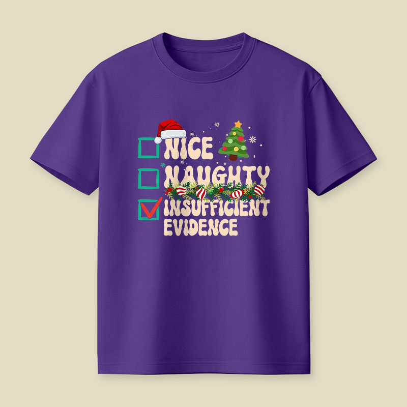 Naughty Nice Insufficient Evidence Playful T-Shirt