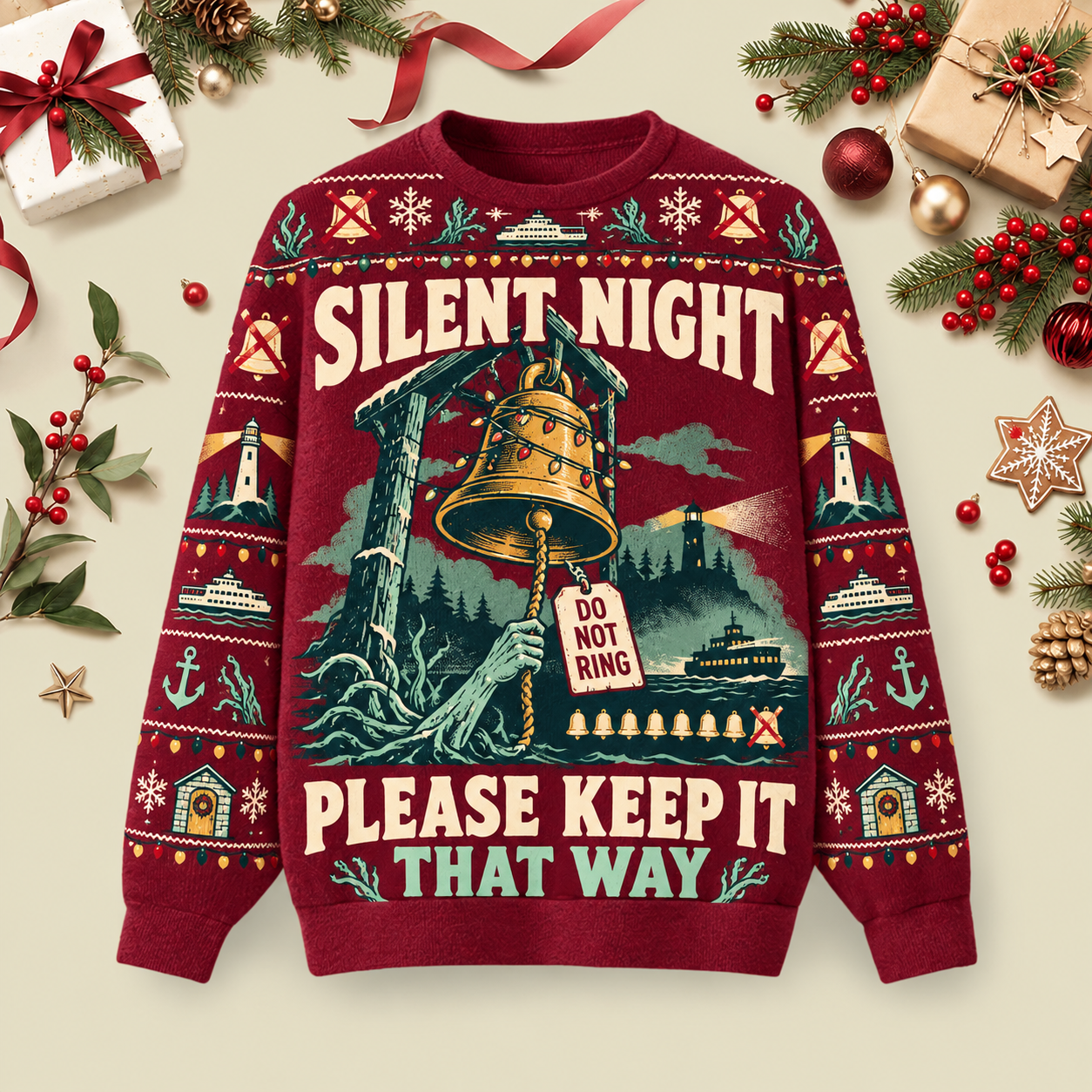 Silent Night Ugly Christmas Fluffy Sweatershirt
