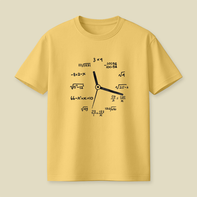 Math Equation Clock Nerd Pun Playful T-Shirt
