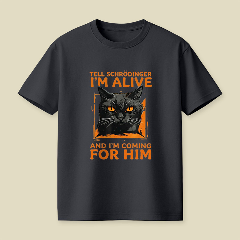 Schrödinger’s Fierce Orange-Eyed Cat Playful T-Shirt