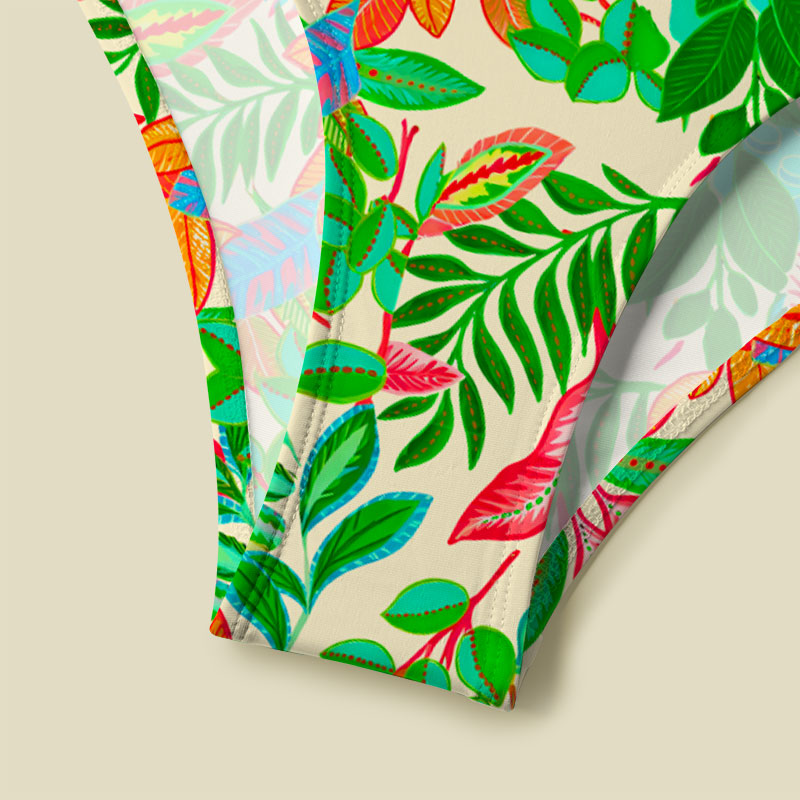 Tropical Blocks V-Neck One Piece Swimsuit
