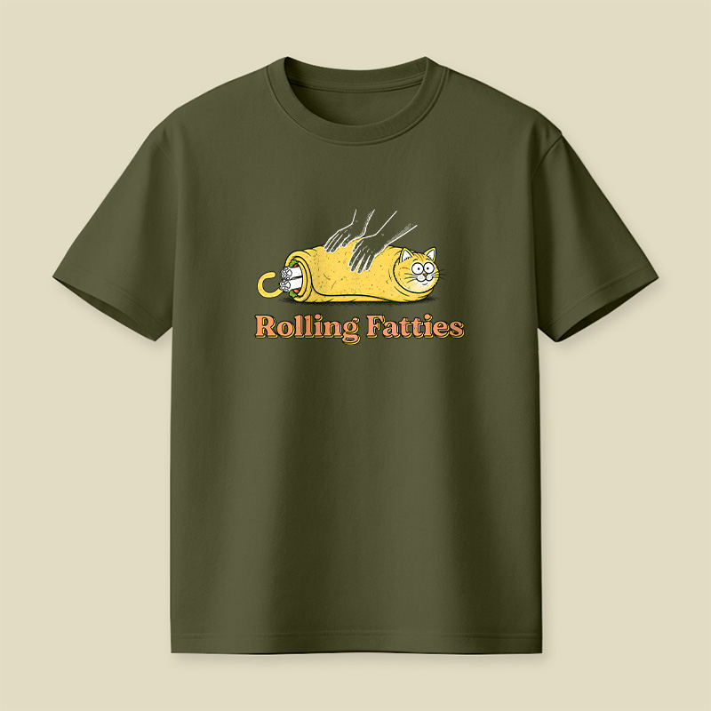 Rolling Fatties Burrito Cat Playful T-Shirt