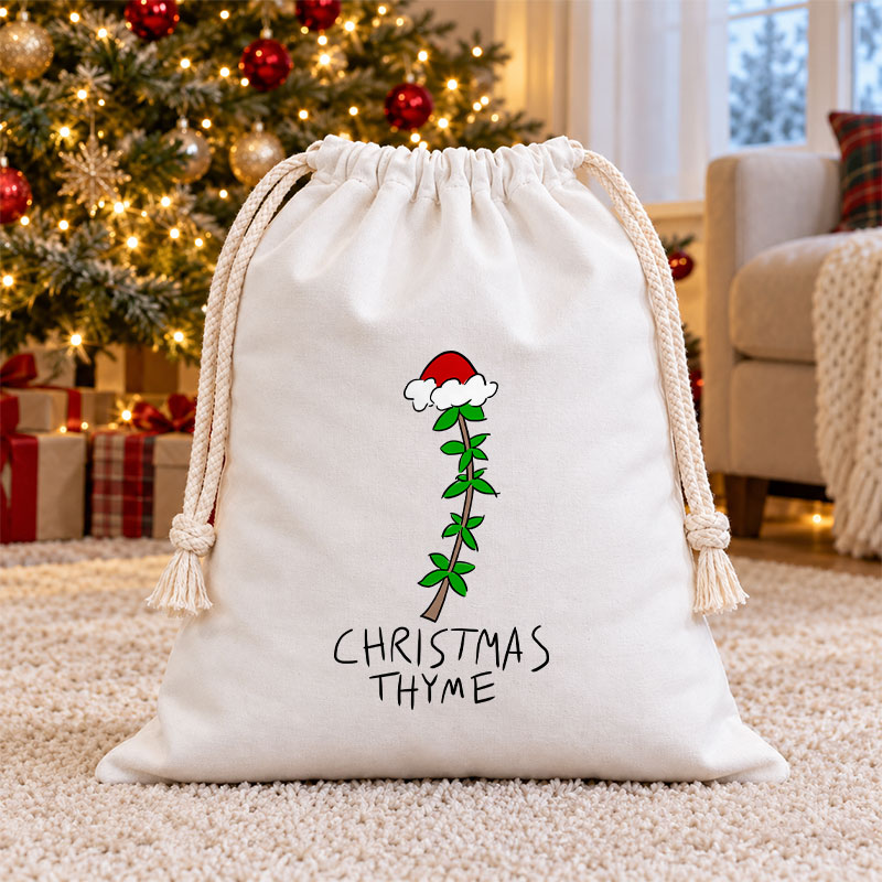 Christmas Thyme Christmas Drawstring Gift Bag