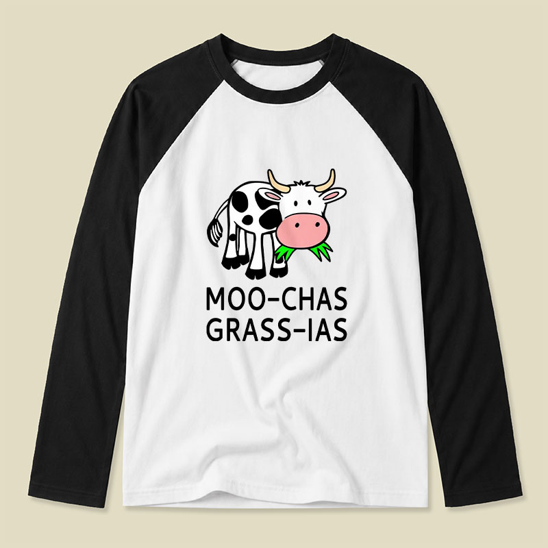 Moo-chas Grass-ias Raglan Long-Sleeve Tee