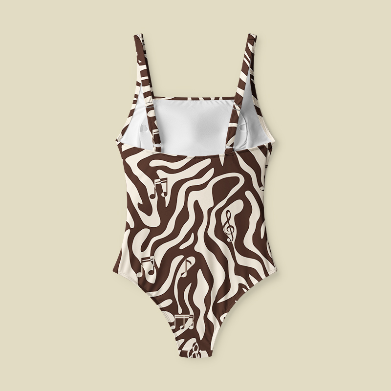 Musical Notes and Movements Tummy Control One Piece Swimsuit