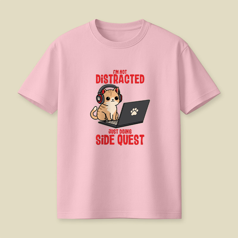 Gamer Cat Side Quest Playful T-Shirt
