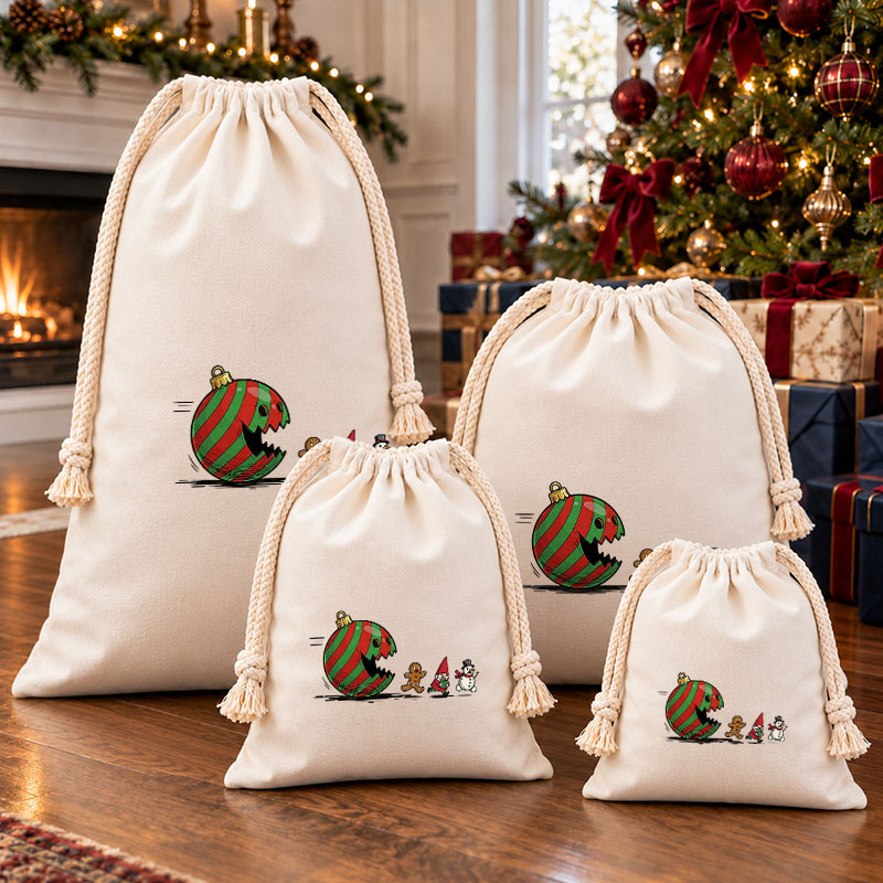 Holiday Chase Game Christmas Drawstring Gift Bag