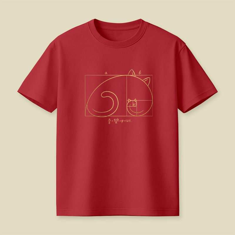 Golden Ratio Cat Geometry Playful T-Shirt