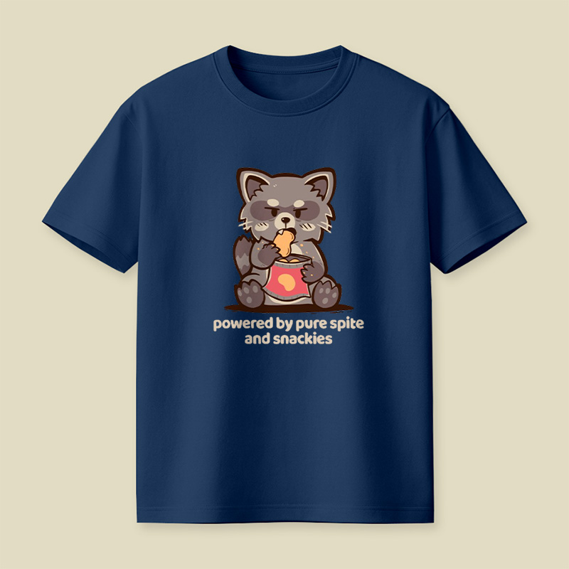 Powered By Spite And Snackies Raccoon Playful T-Shirt