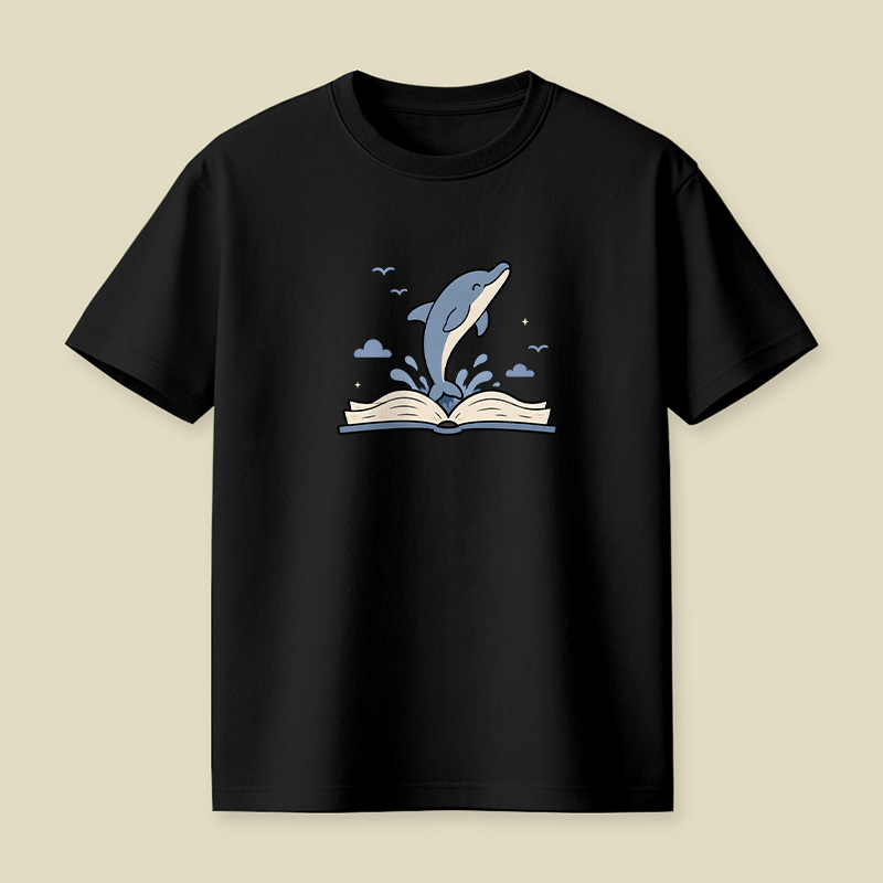 Dolphin Jumping Out Of Book Playful T-Shirt
