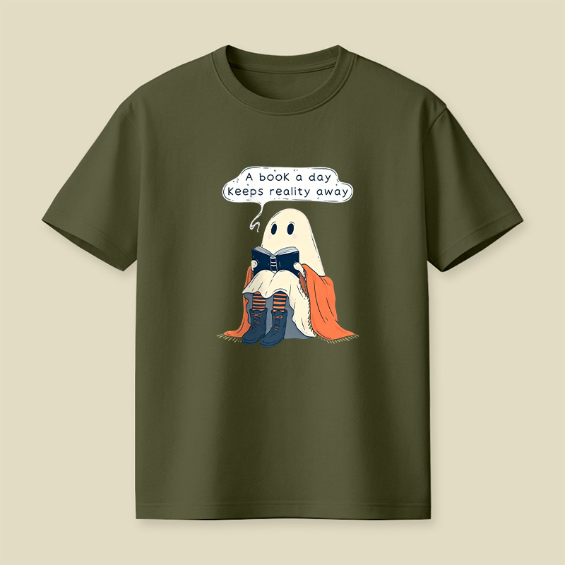 A Book a Day Keeps Reality Away Playful T-Shirt