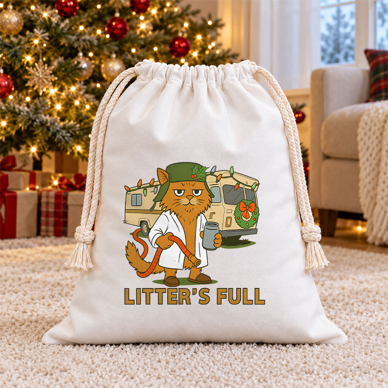 Litter'S Full Vacation Cat Christmas Drawstring Gift Bag
