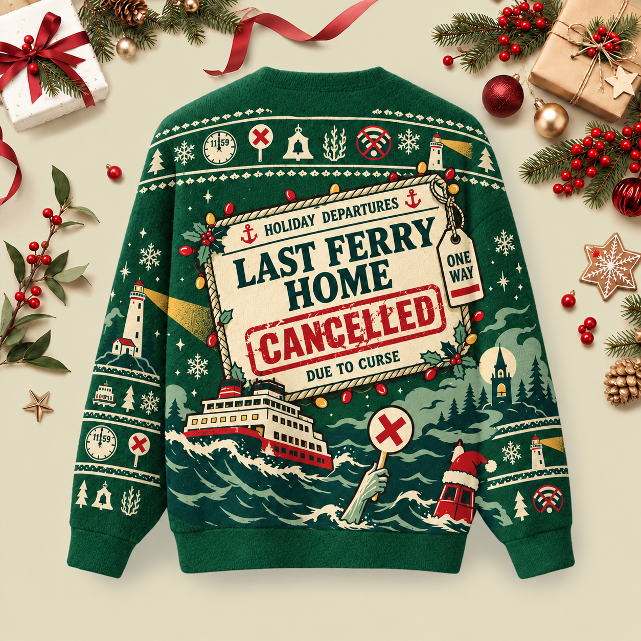Holiday Departures Ugly Christmas Fluffy Sweatershirt