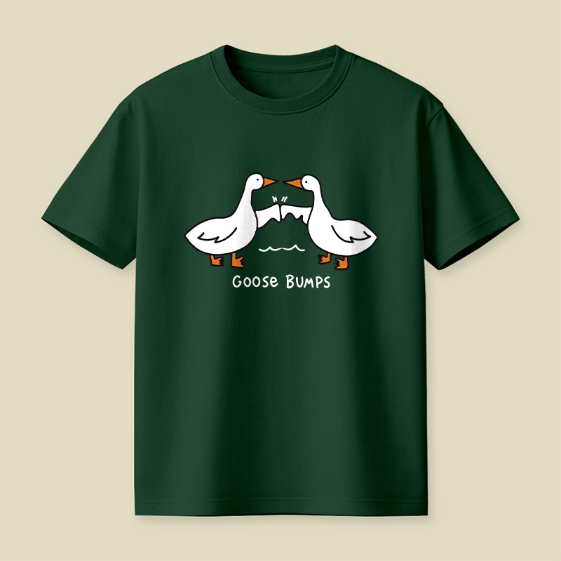 Goosebumps Geese Pun Simple Line Art Playful T-Shirt