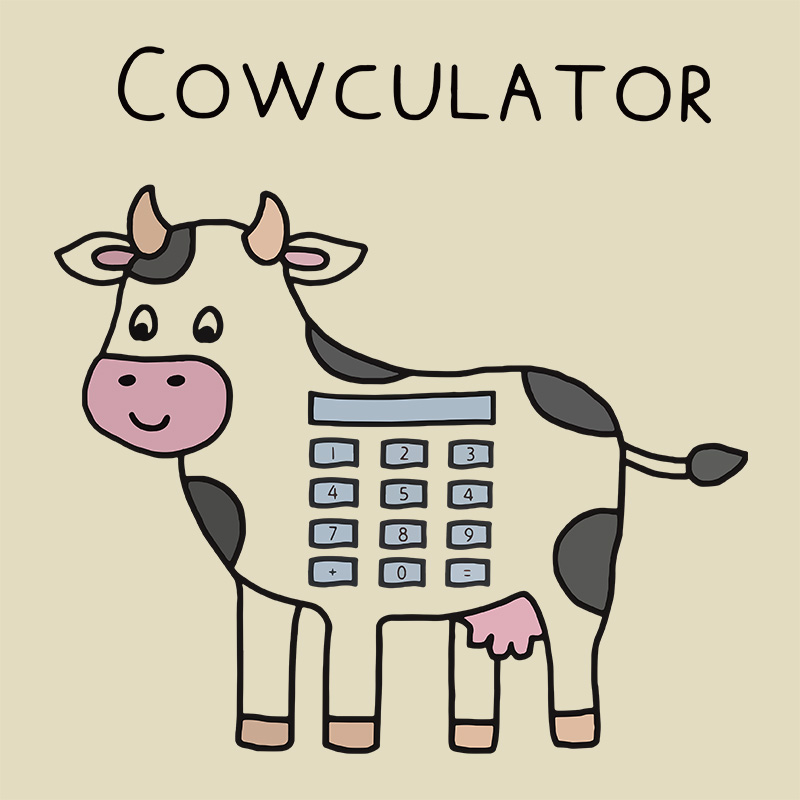 Cowculator Cow Calculator Math Pun Geek Baby Tee