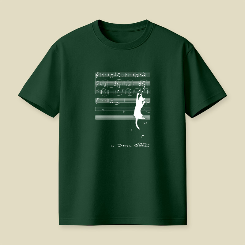 Cat On Sheet Music Chaos Playful T-Shirt