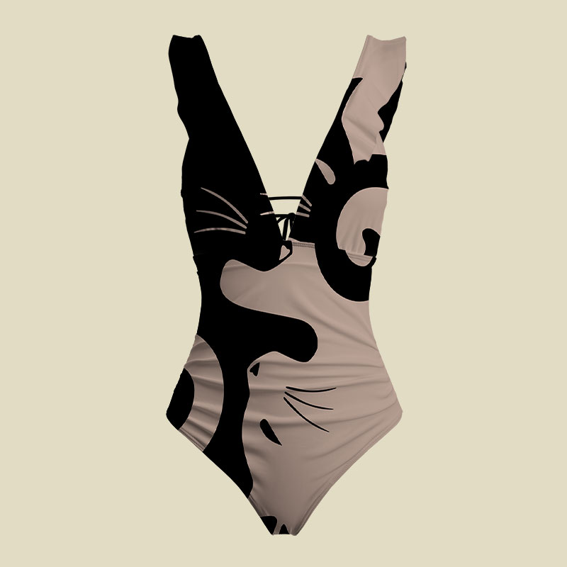 Cats Rule V-Neck One Piece Swimsuit