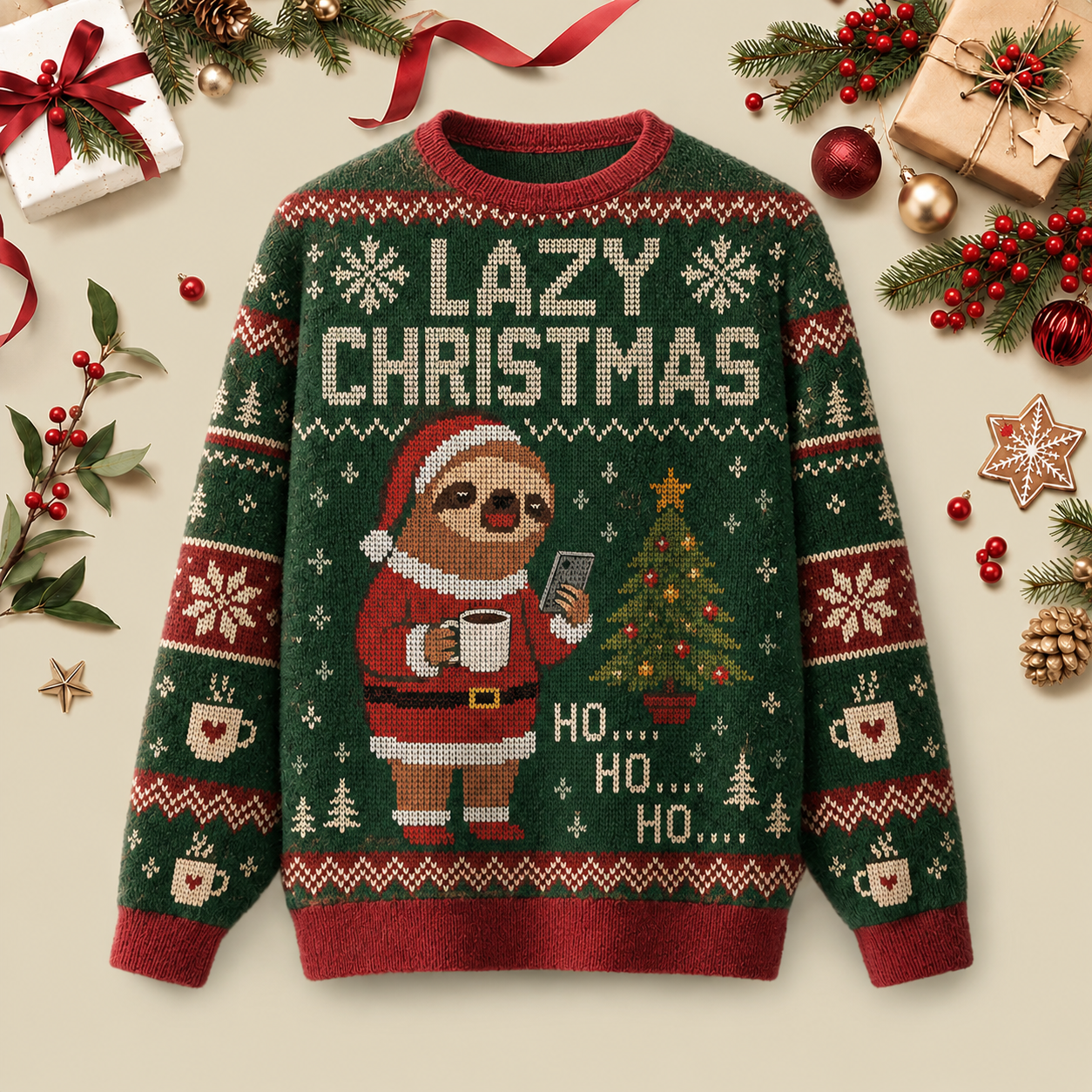 Lazy Christmas Ugly Christmas Fluffy Sweatershirt