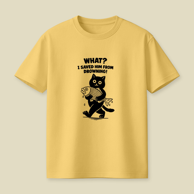 Cat And Fish Playful T-Shirt