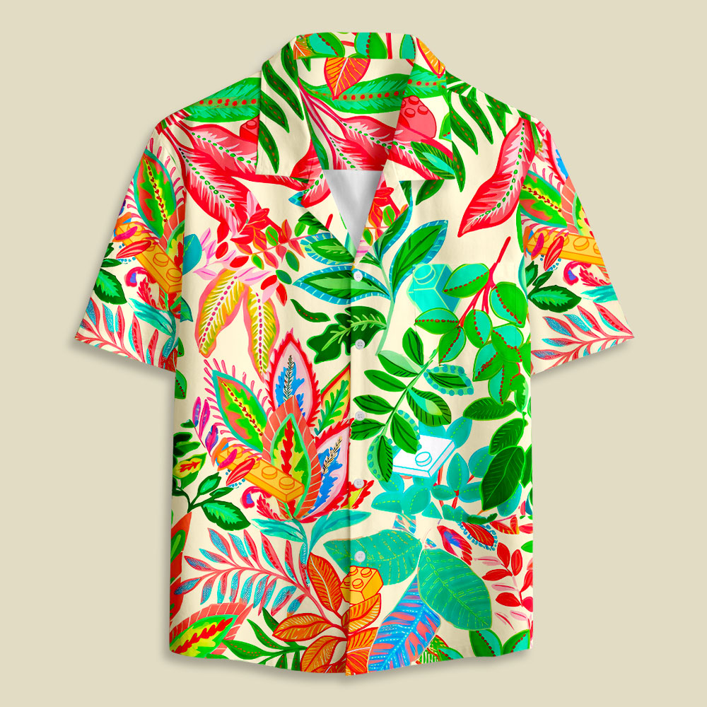 Tropical Blocks Button Up Pocket Shirt