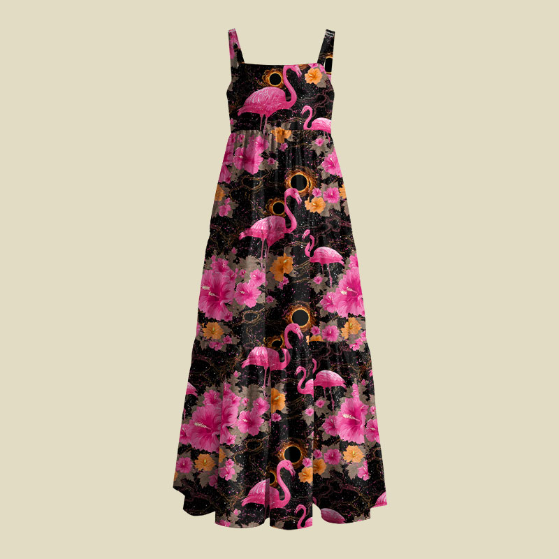 Cosmic Flamingo Playful Maxi Dress