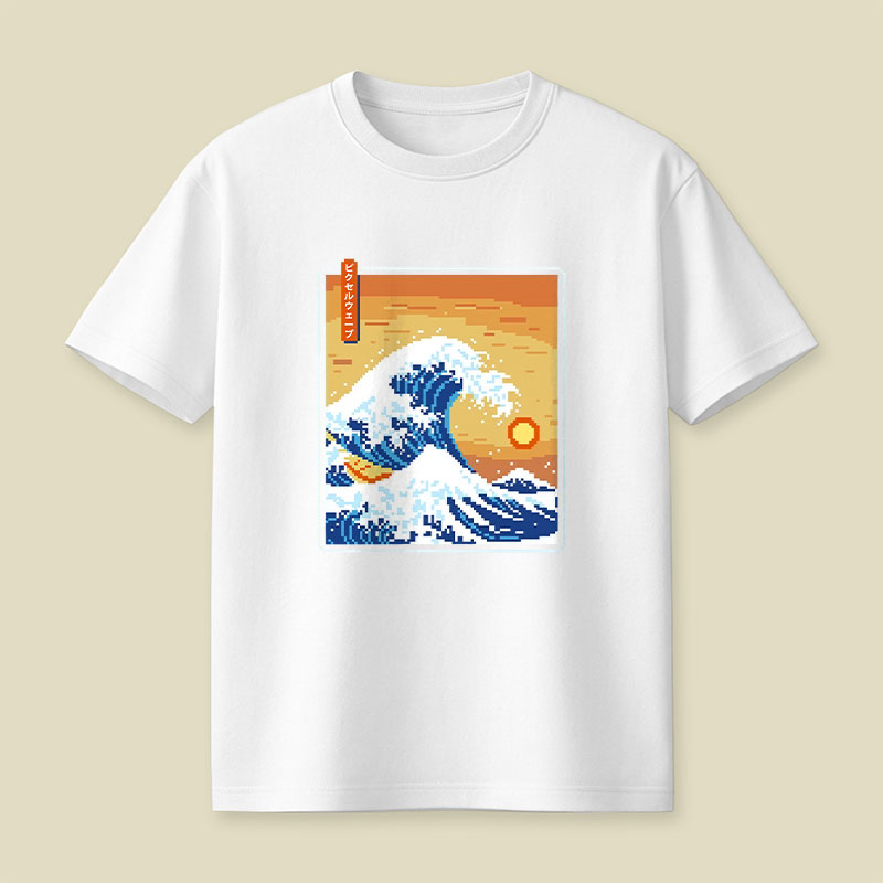 The Great Pixel Wave Playful T-Shirt