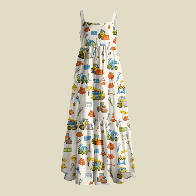 Architecture Cartoon Playful Maxi Dress