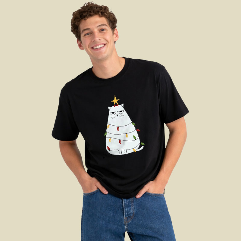 Grumpy Christmas Cat Playful T-Shirt