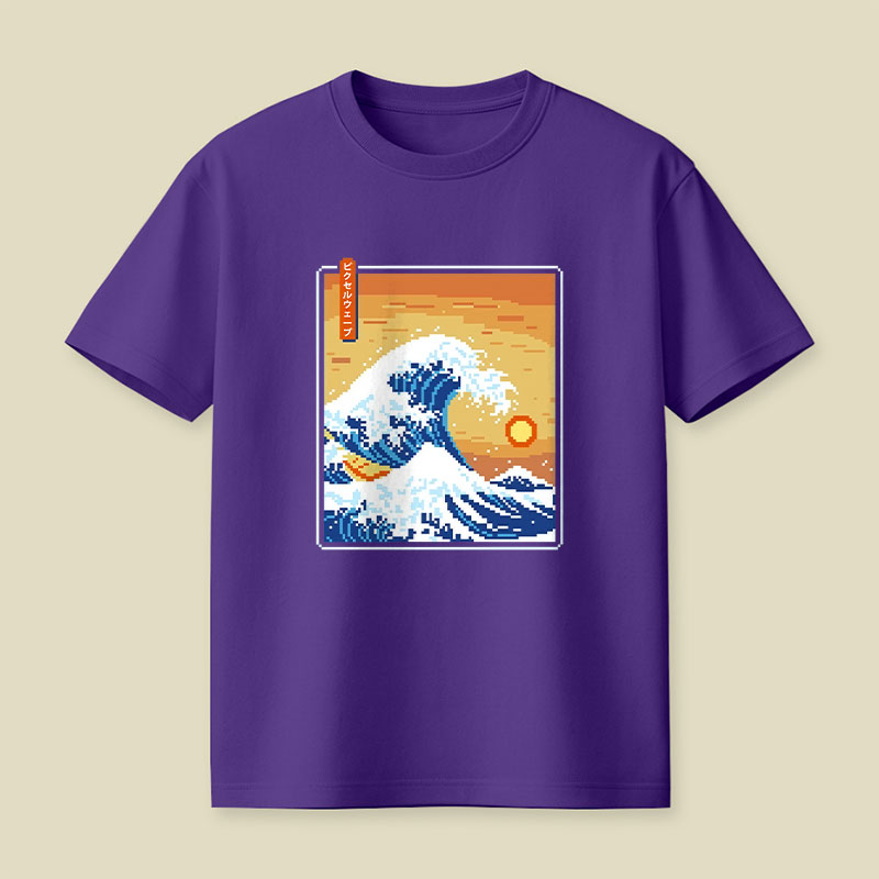 The Great Pixel Wave Playful T-Shirt