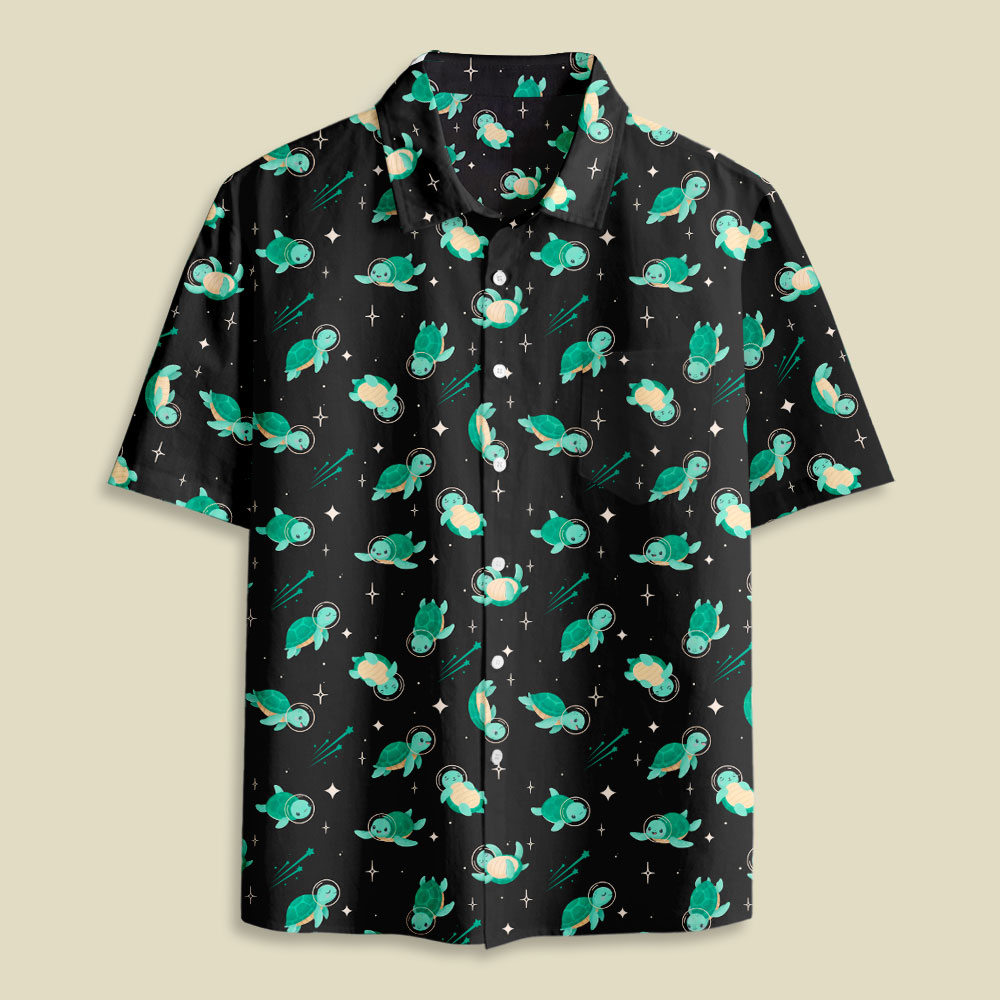 Space Turtles Button Up Pocket Shirt