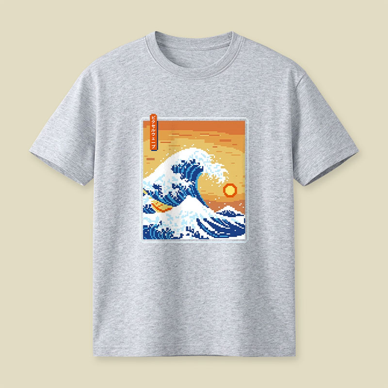 The Great Pixel Wave Playful T-Shirt