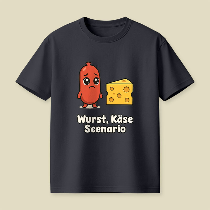 Wurst Kase Scenario Funny German Food Pun Playful T-Shirt