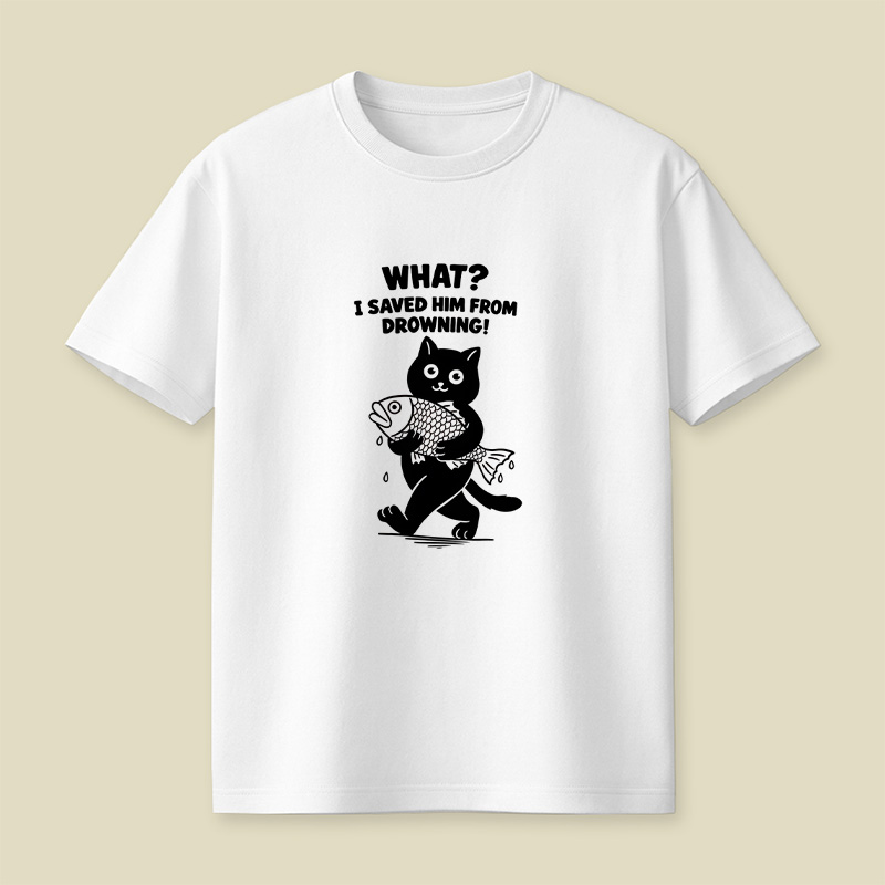 Cat And Fish Playful T-Shirt
