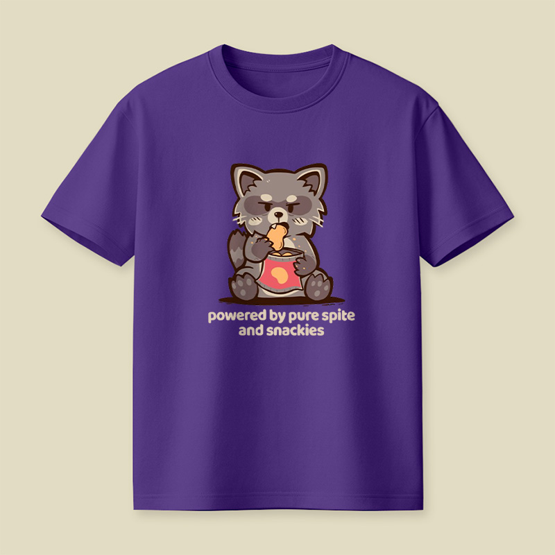Powered By Spite And Snackies Raccoon Playful T-Shirt