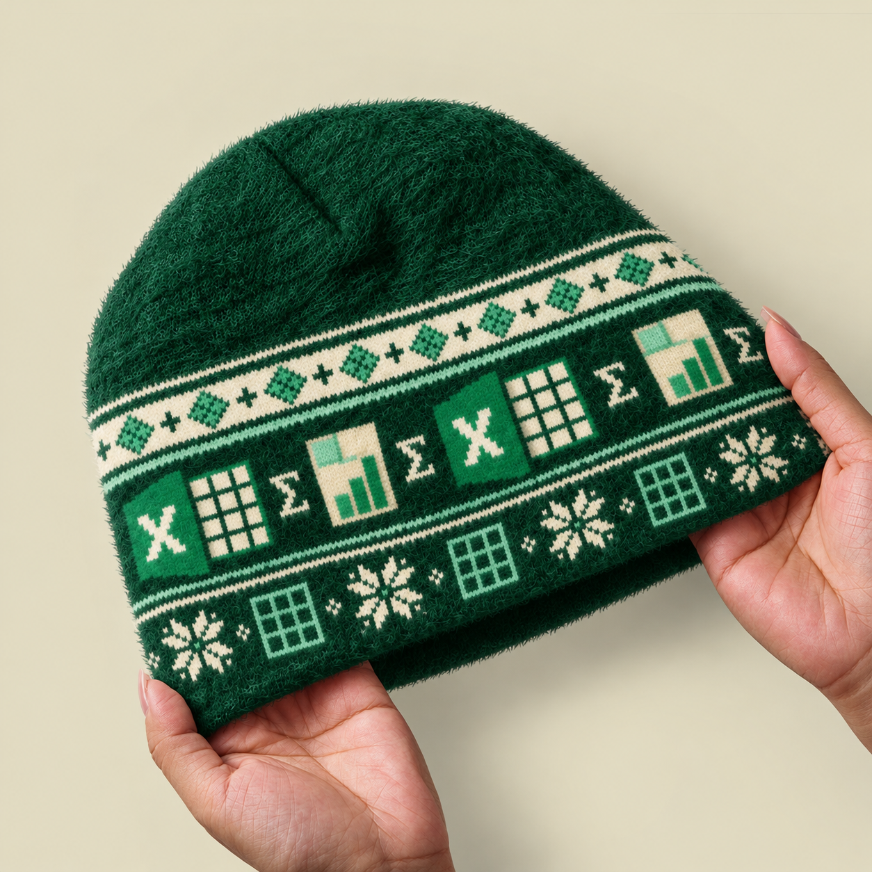 Spreadsheet & Sum Beanie Fuzzy Beanie