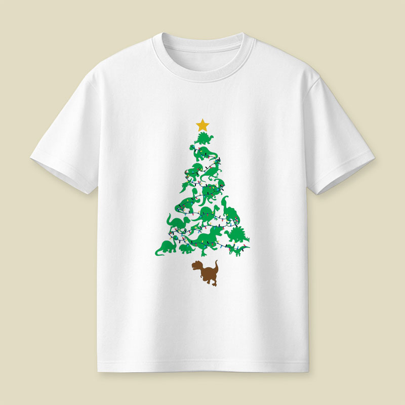 Dino Christmas Tree Playful T-Shirt