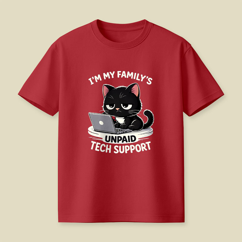 Im My Familys Unpaid Tech Support Cat Computer Engineer Playful T-Shirt
