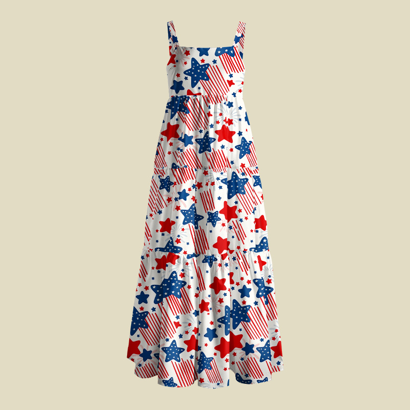 Star-Spangled Sparkler Playful Maxi Dress