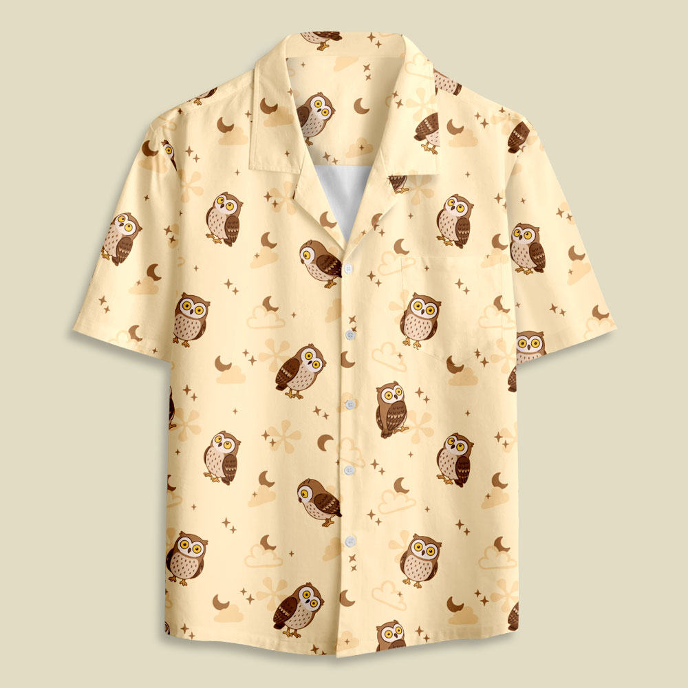 Owl Night Button Up Pocket Shirt