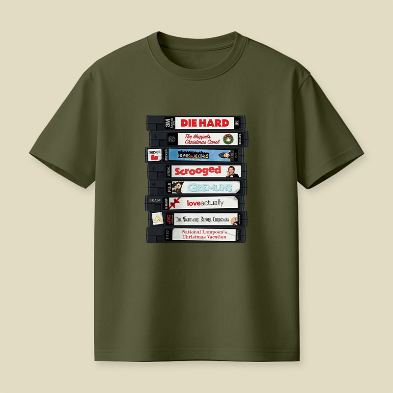 Christmas VHS Movie Marathon Retro Playful T-Shirt