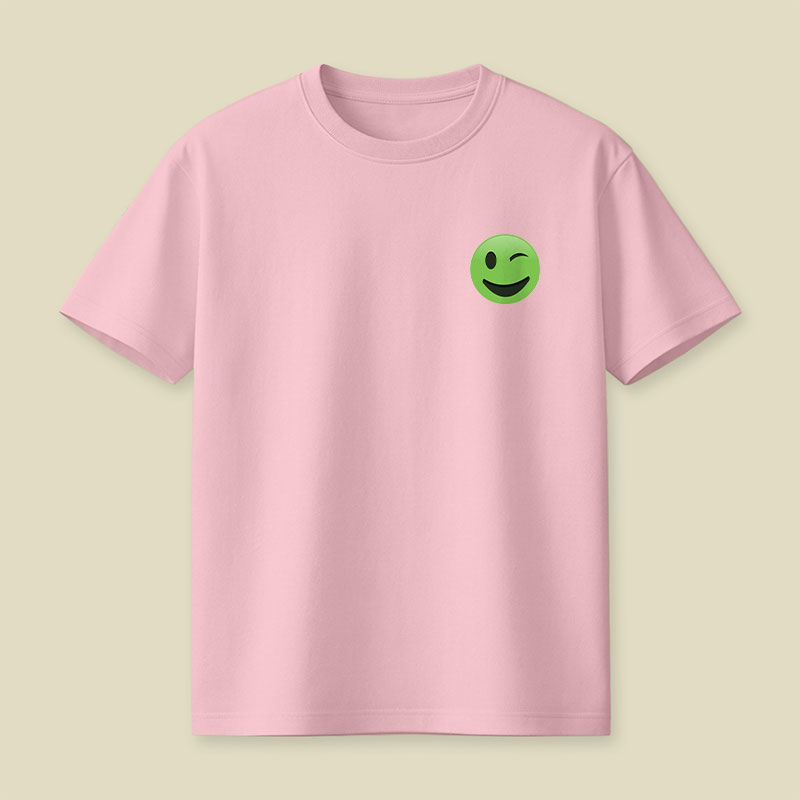 Green Emoji Wink Playful T-Shirt