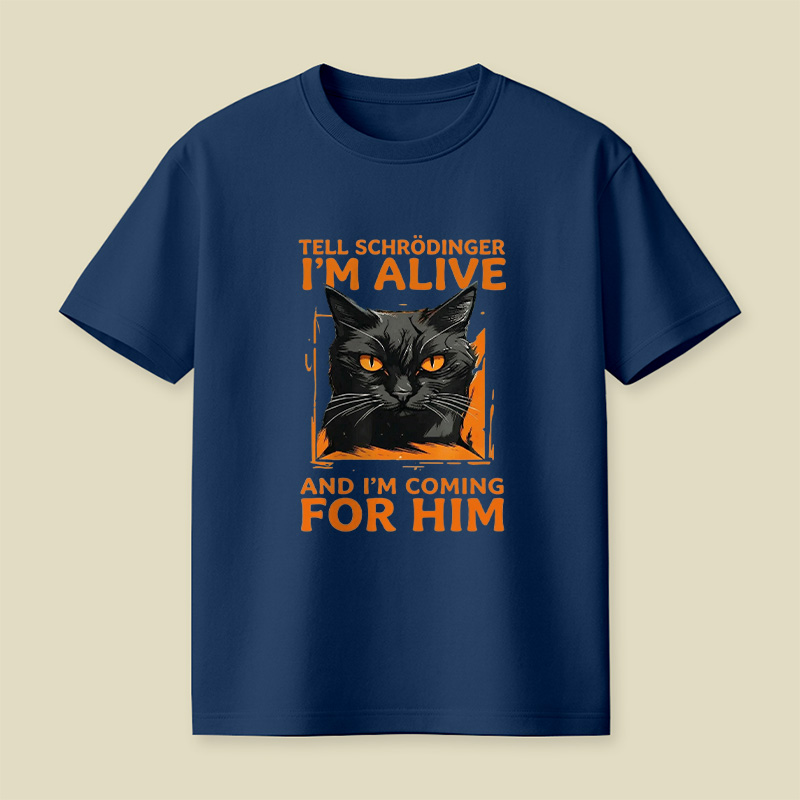 Schrödinger’s Fierce Orange-Eyed Cat Playful T-Shirt