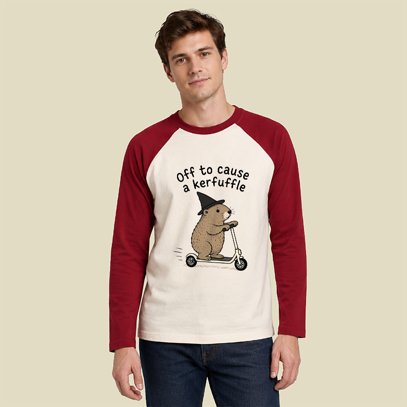 Off To Cause A Kerfuffle Raglan Long-Sleeve Tee